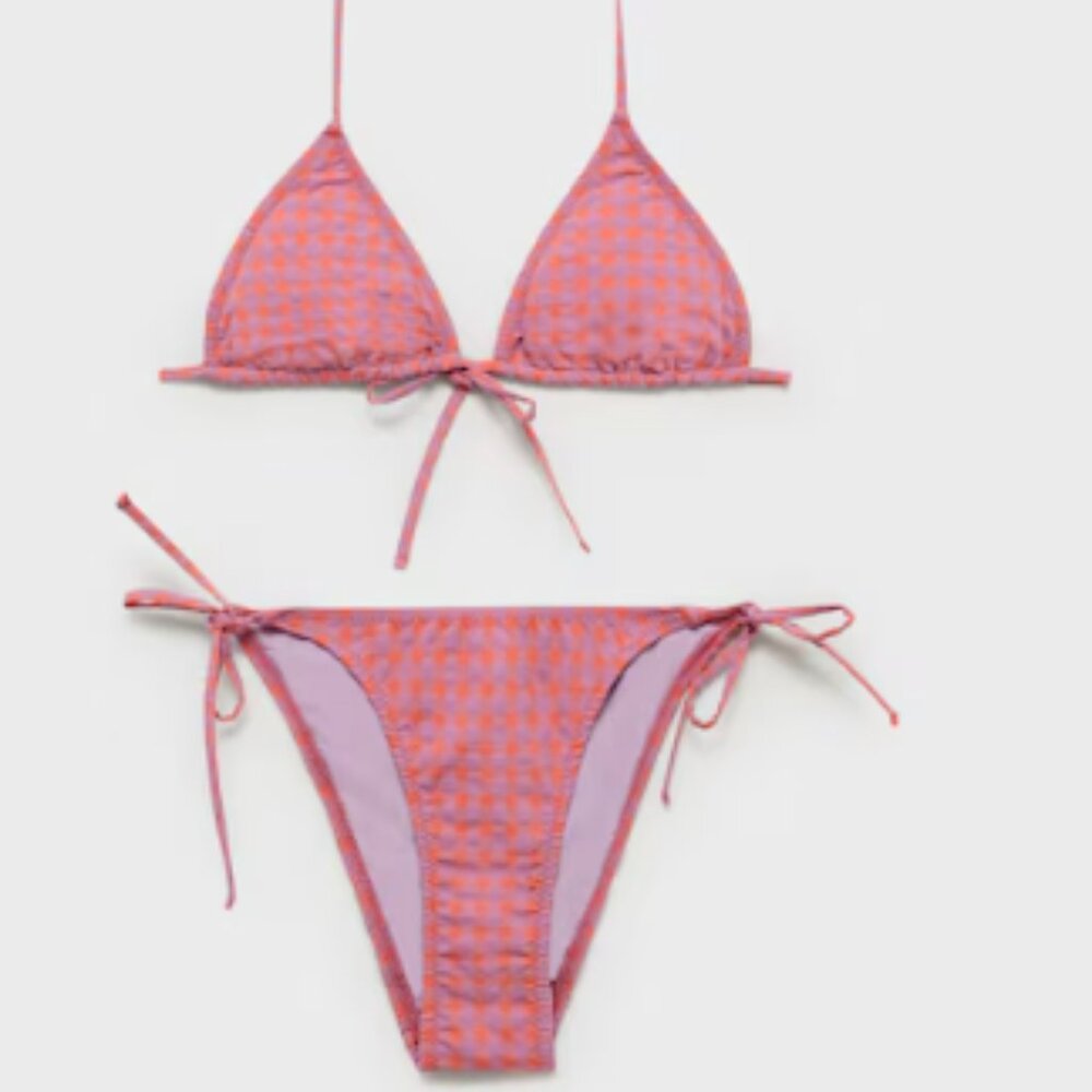NWT- Mango Gingham-Print Bikini- XS
